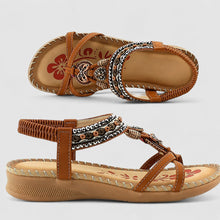 Eleanor - Elegante flache Sandalen mit glitzernden Details in Braun