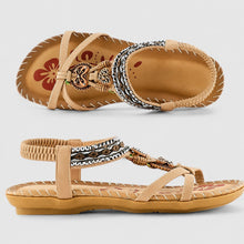 Eleanor - Elegante flache Sandalen mit glitzernden Details in Beige