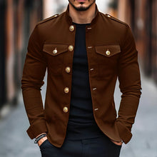 Leighton - Legere Klassische Jacke mit Knöpfen in Braun