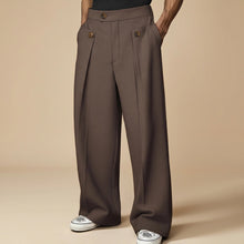 John - Trendige Hose mit Weitem Schnitt und Hohem Bund in Braun