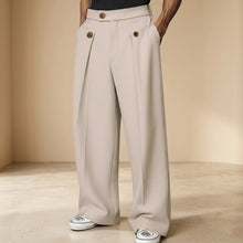 John - Trendige Hose mit Weitem Schnitt und Hohem Bund in Beige