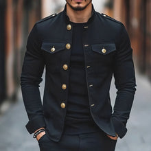 Leighton - Legere Klassische Jacke mit Knöpfen in Schwarz