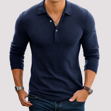 Jack - Bequemes Langarm-Poloshirt in Blau