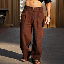 Brandon - Weite Hose mit luftigem Bein in Braun