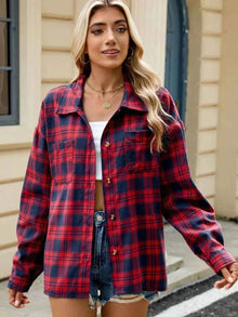 Jacke Damen | Kariert & Lässig im Casual-Look in Rot