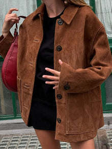 Jacke Damen | Wendeoptik & aufgesetzte Taschen in Dunkelbraun