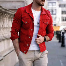 Jacke Herren | Knopfleiste & Umlegekragen in Rot