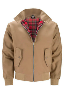 Jacke Herren | Stehkragen & Schottenkaro-Futter in Khaki