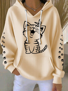 Kapuzenpullover Damen | Bequem & Vielseitig mit verspieltem Print in Gelb