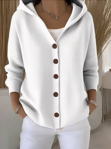 Kapuzenpullover Damen | Kapuze & Rippstruktur in Weiß