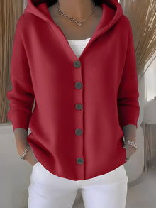 Kapuzenpullover Damen | Kapuze & Rippstruktur in Rot
