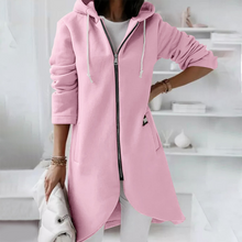 Kapuzenpullover Damen | Langer Schnitt & Reißverschluss in Rosa