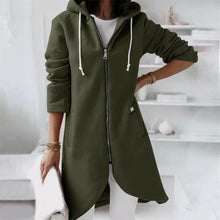 Kapuzenpullover Damen | Langer Schnitt & Reißverschluss in Grün