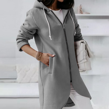 Kapuzenpullover Damen | Langer Schnitt & Reißverschluss in Grau