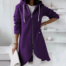 Kapuzenpullover Damen | Langer Schnitt & Reißverschluss in Lila