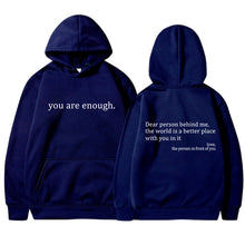 Kapuzenpullover Damen | Message-Print & Kapuze in Dunkelblau