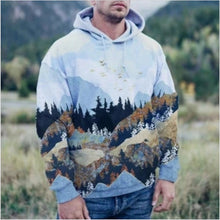 Kapuzenpullover Herren | Allover-Print & Naturmotiv in Hellblau