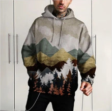 Kapuzenpullover Herren | Allover-Print & Naturmotiv in Grau