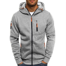 Kapuzenpullover Herren | Full-Zip & Zipp-Details in Hellgrau