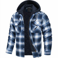 Kapuzenpullover Herren | Kapuze & Karo-Muster in Hellblau