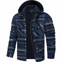 Kapuzenpullover Herren | Kapuze & Karo-Muster in Dunkelblau