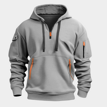 Kapuzenpullover Herren | Reißverschluss & Cargo-Taschen in Grau