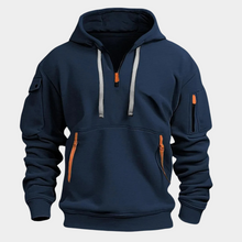 Kapuzenpullover Herren | Reißverschluss & Cargo-Taschen in Dunkelblau