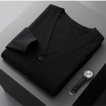 Klassischer Herren Knit Cardigan mit Knöpfen und V-Ausschnitt in Schwarz