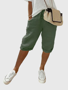 Gella™ - Leichte Shorts aus Baumwoll-Leinen in Grün