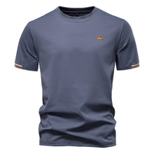 Kurzarm T Shirt Herren | Sportliches Crew-Neck mit Logo-Stickerei in Grau