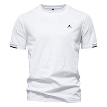 Kurzarm T Shirt Herren | Sportliches Crew-Neck mit Logo-Stickerei in Weiß