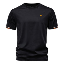 Kurzarm T Shirt Herren | Sportliches Crew-Neck mit Logo-Stickerei in Schwarz