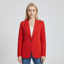 Moderner Blazer für Damen mit Ein-Knopf-Verschluss im geraden Schnitt in Rot