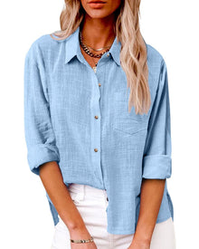 Langarm Bluse Damen | Locker & Elegant in Hellblau