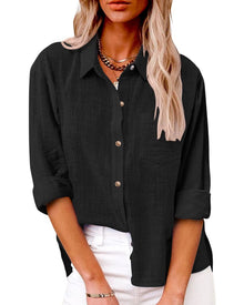 Langarm Bluse Damen | Locker & Elegant in Schwarz