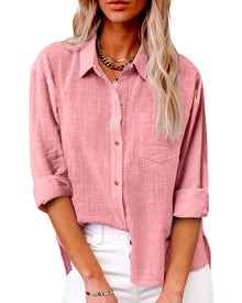 Langarm Bluse Damen | Locker & Elegant in Rosa