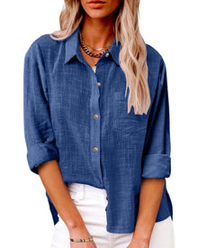 Langarm Bluse Damen | Locker & Elegant in Blau