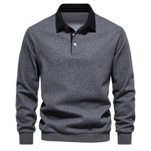Langarm Poloshirt Herren | Kontrastkragen & Bequem in Grau