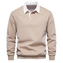 Langarm Poloshirt Herren | Kontrastkragen & Bequem in Khaki
