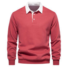 Langarm Poloshirt Herren | Kontrastkragen & Bequem in Rot