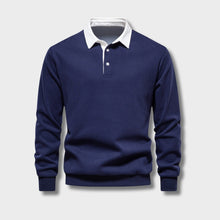 Langarm Poloshirt Herren | Kontrastkragen & Bequem in Blau