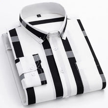 Langarm Shirt Herren | Streifendesign & Elegant-Modern in Weiß
