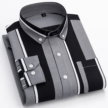 Langarm Shirt Herren | Streifendesign & Elegant-Modern in Schwarz