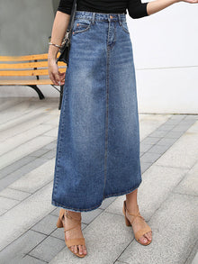 Langer Jeansrock Damen | A-Linie & Hoher Bund in Blau