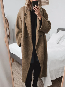 Langer Mantel Damen | Elegant & Warm im Oversized-Look in Braun