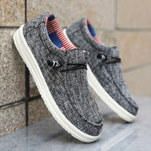 Loafer Herren | Leichte Canvas-Slipper mit elastischer Schnürung in Grau