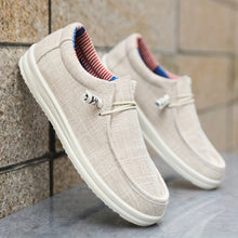 Loafer Herren | Leichte Canvas-Slipper mit elastischer Schnürung in Beige