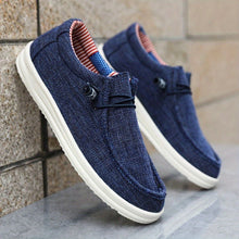 Loafer Herren | Leichte Canvas-Slipper mit elastischer Schnürung in Marineblau
