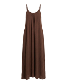 Maxi Dress Damen | Rückenfreies Trägerkleid in Braun