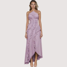 Maxikleid Damen | Halterneck & Rüschen Elegant in Lavendel